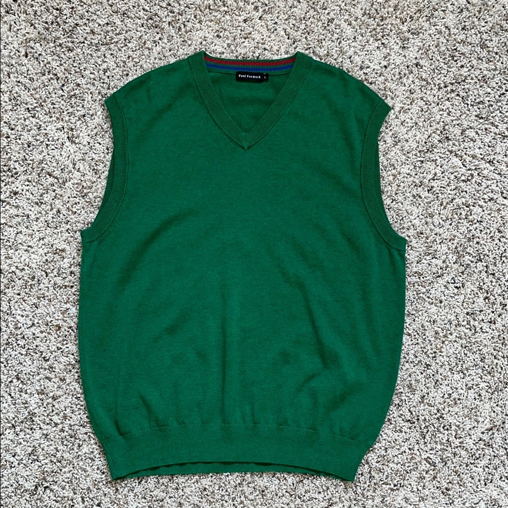 Paul Frederick Men’s Vest. 100% Cotton in a Popular Green Color. EUC